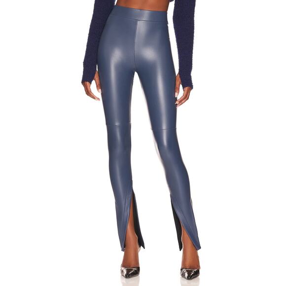 Alix NYC Carlisle Vegan Leather Pant High Rise Skinny Leg Split Hem Indigo Small - Picture 1 of 15